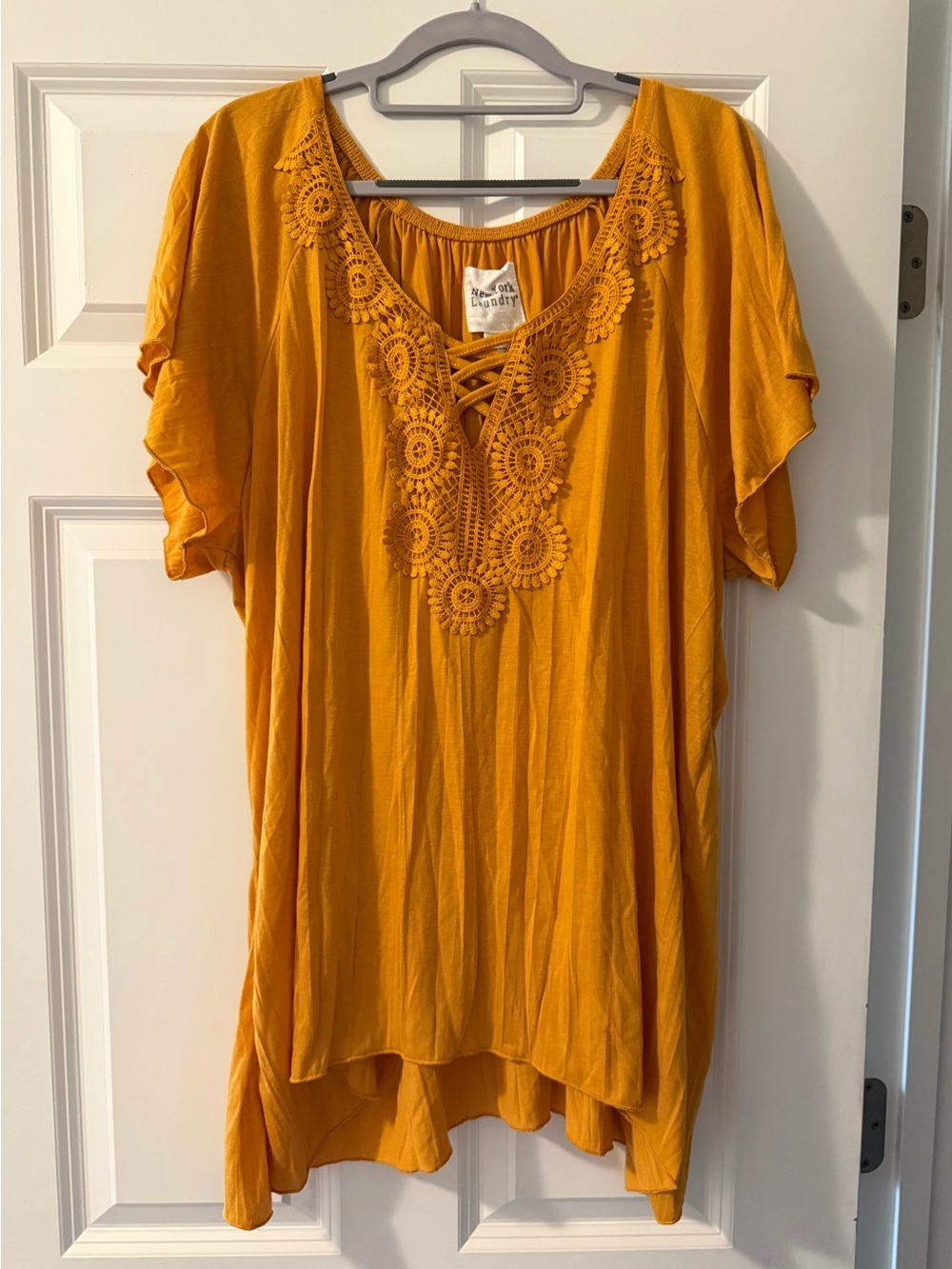 New York Laundry Women's Crochet-Detail Tunic Top